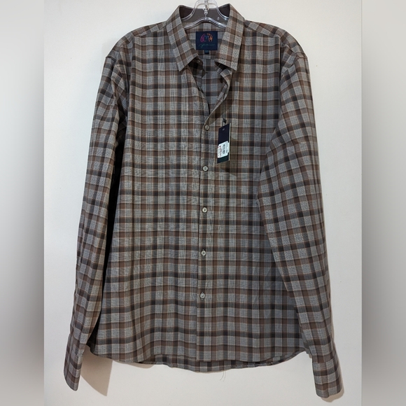 Modern English John Lennon Stretchable Plaid Shirt 2XL NWT - Picture 2 of 11